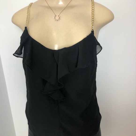 🔴 BONGO Black Chiffon gold chain top Small - Picture 2 of 6